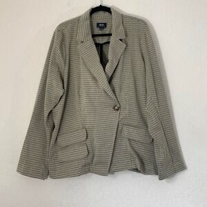 Maeve Anthropologie Blazer 2X Tan Black Plaid Collegiate Academia Office Chic
